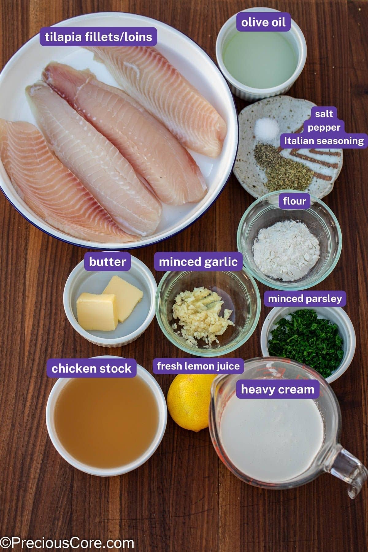 Measured ingredients needed for recipe.