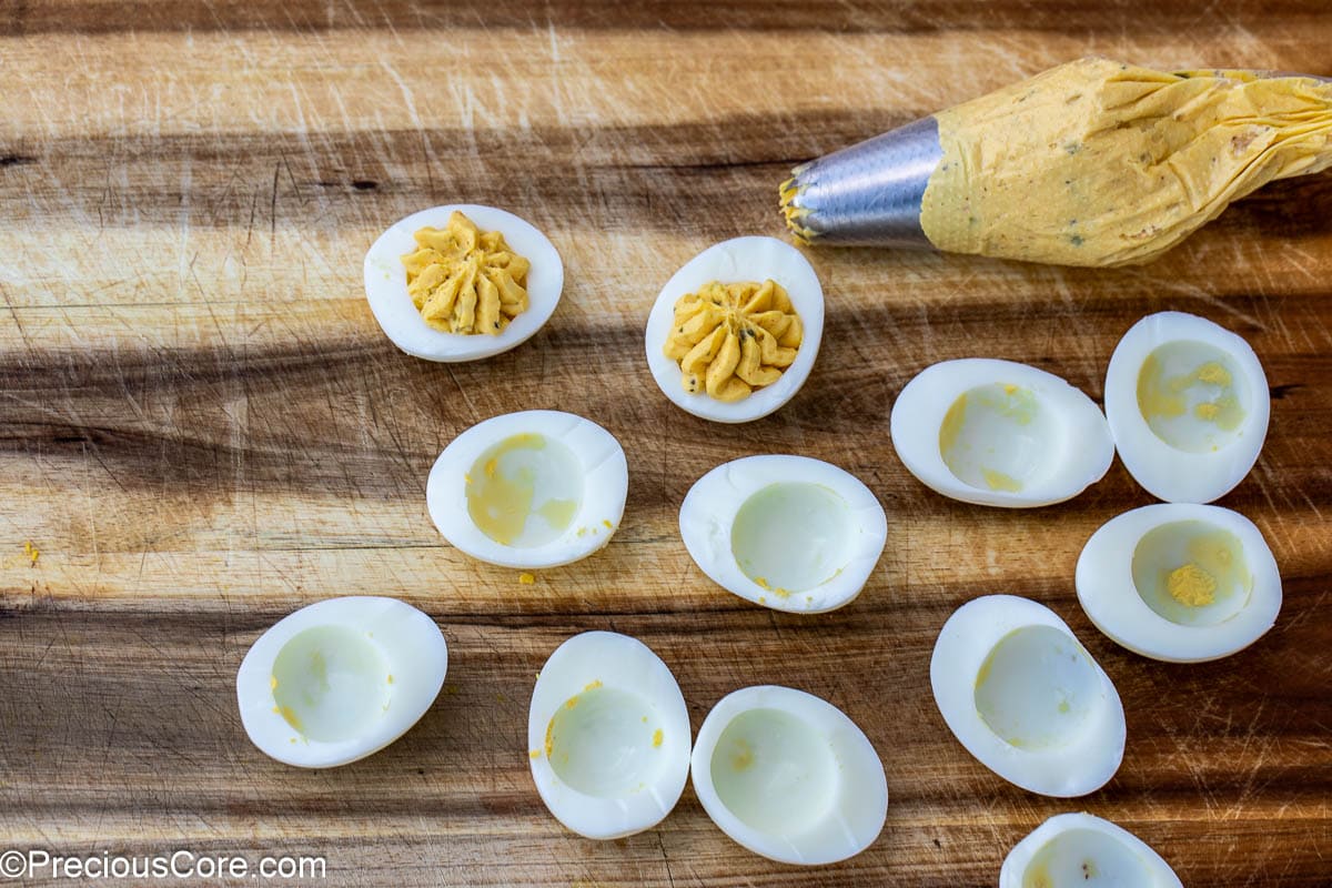 Piping bag for filling deviled eggs.