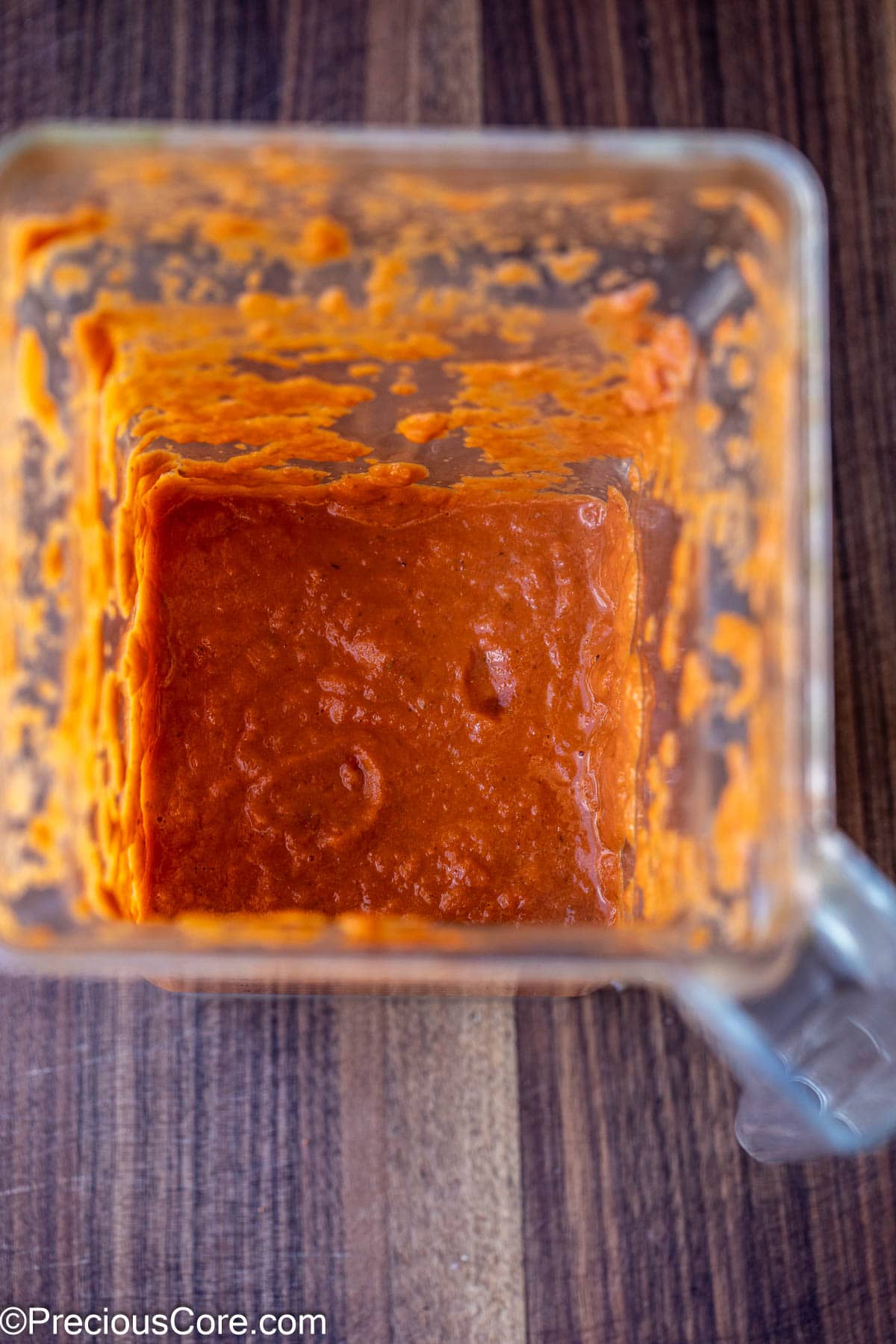 Blended roasted tomato sauce.