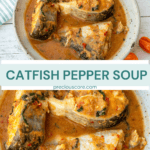 Collage of 2 images of pepper soup.