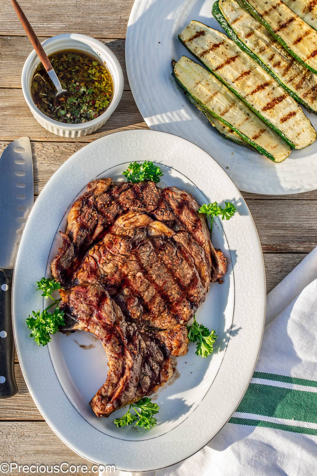 Summer steak and zucchini.