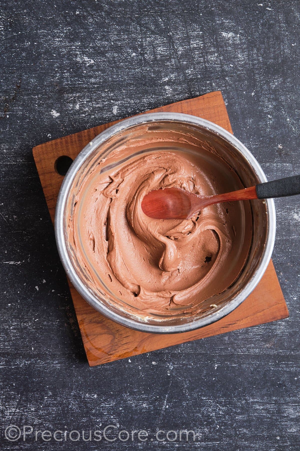 Whipped chocolate frosting.